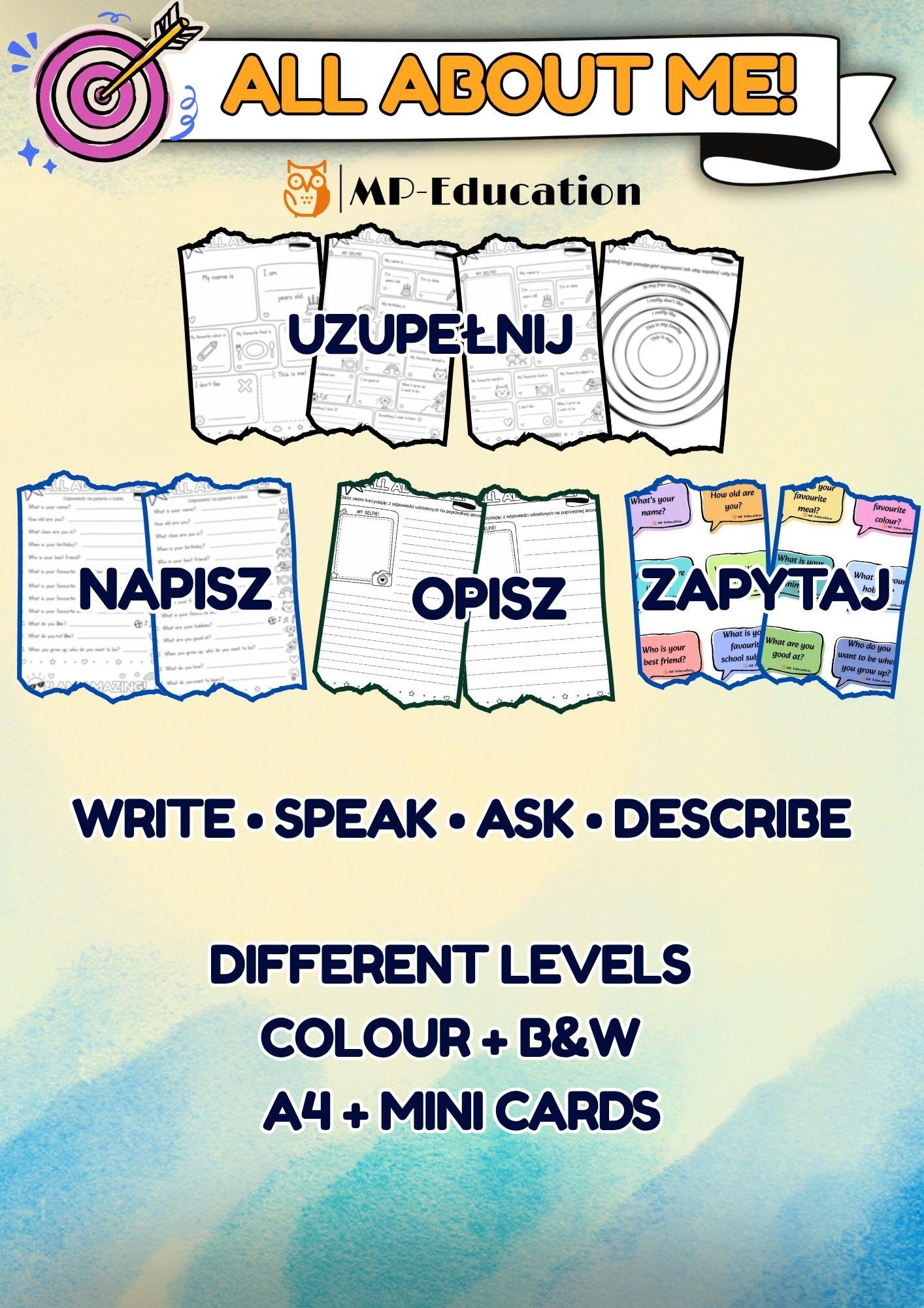 ALL ABOUT ME – opisywanie siebie - karty pracy, pytania i speaking activities 1
